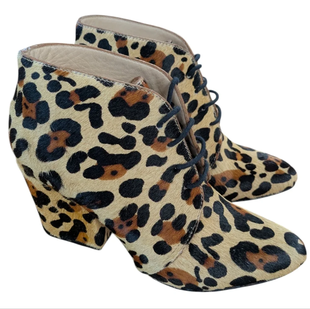 Kate Spade Leopard Print Calf Fur Ankle Bootie Size 6.5